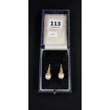 PAIR OF 18 CARAT GOLD & PEARL DROP EARRINGS