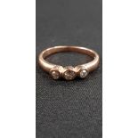 ANTIQUE 9CT GOLD 3 STONE RING