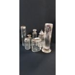 QTY OF SILVER TOPPED JARS ETC