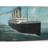 LARGE OIL ON CANVAS - TITANIC - J MCDONALD