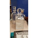 2 DECANTERS & A TYRONE CRYSTAL DECANTER 'QUEENS UNIVERSITY'