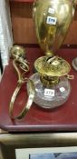 OIL LAMP WITH BRASS WALL BRACKET