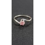 WHITE GOLD AND PINK STONE RING