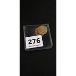 2 GOLD COLOURED GAMING TOKENS