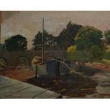 OIL ON BOARD CANAL SCENE