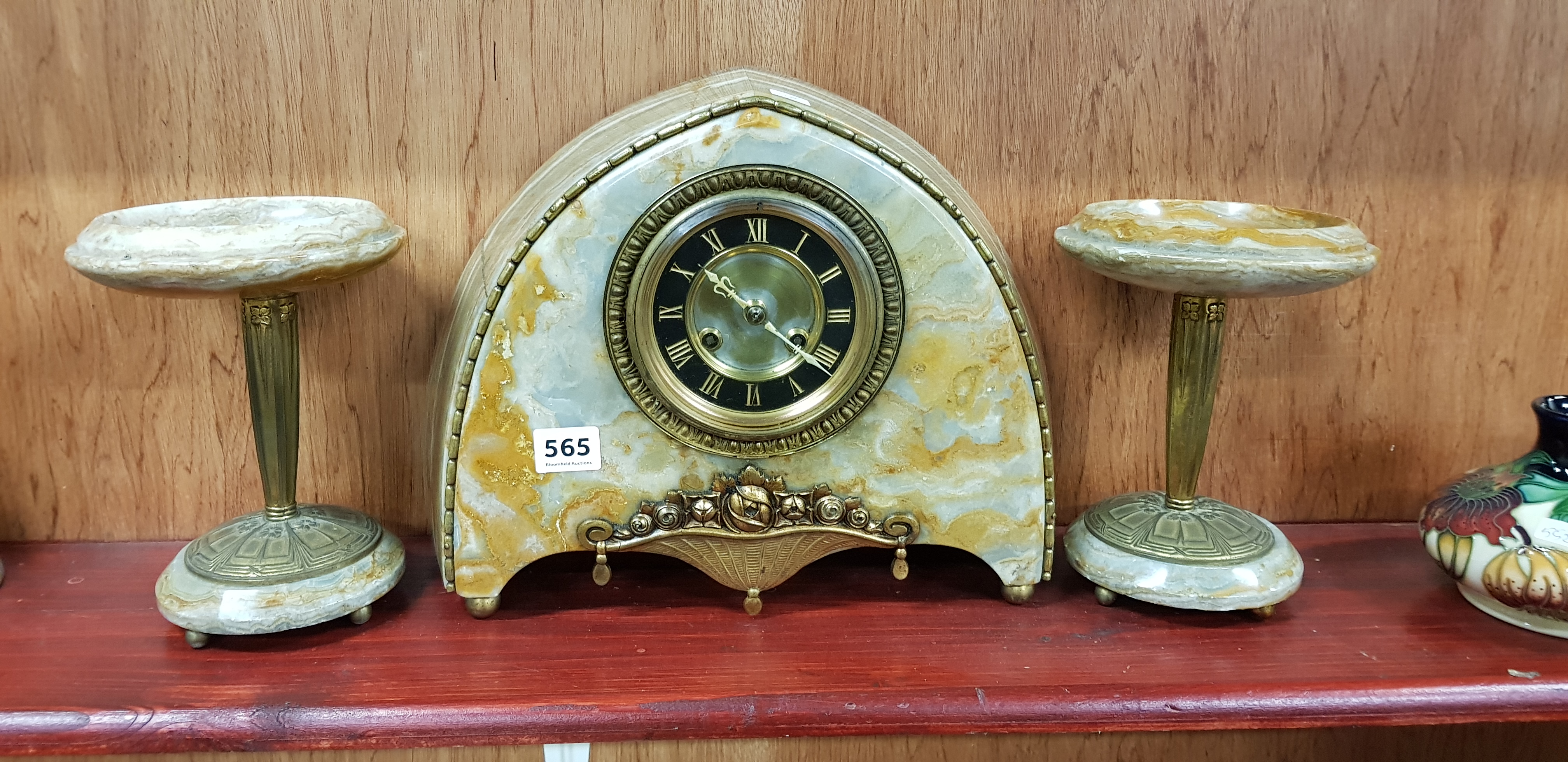 EARLY 20TH CENTURY AGATE CLOCK SET