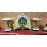 EARLY 20TH CENTURY AGATE CLOCK SET