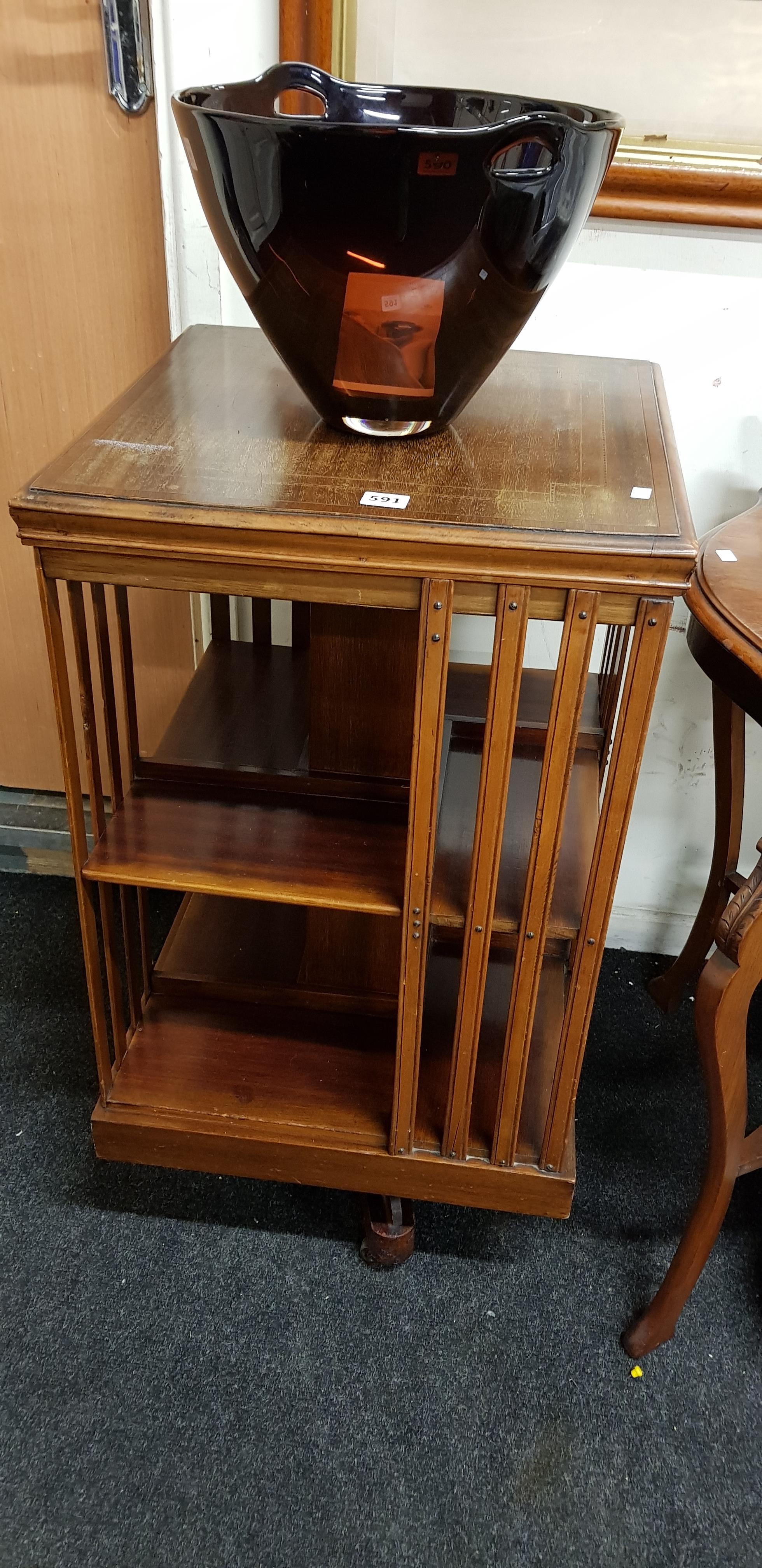 EDWARDIAN INLAID REVOLVING BOOKCASE