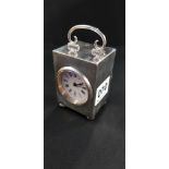 SILVER CASED CARRIAGE CLOCK WITH FRENCH MOVEMENT