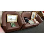 BROWN MODERN SEATER & TUB CHAIR