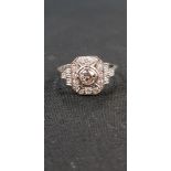 PLATINUM ART DECO STYLE DIAMOND RING WITH CIRCA 0.75 CARAT OF DIAMONDS