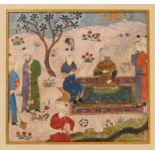 Rostam in conversation with a Prince, miniature on paper [Timurid Persia, c. 1400]