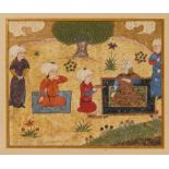 Rostam with his Courtiers, miniature on paper [Timurid Persia, c. 1400]