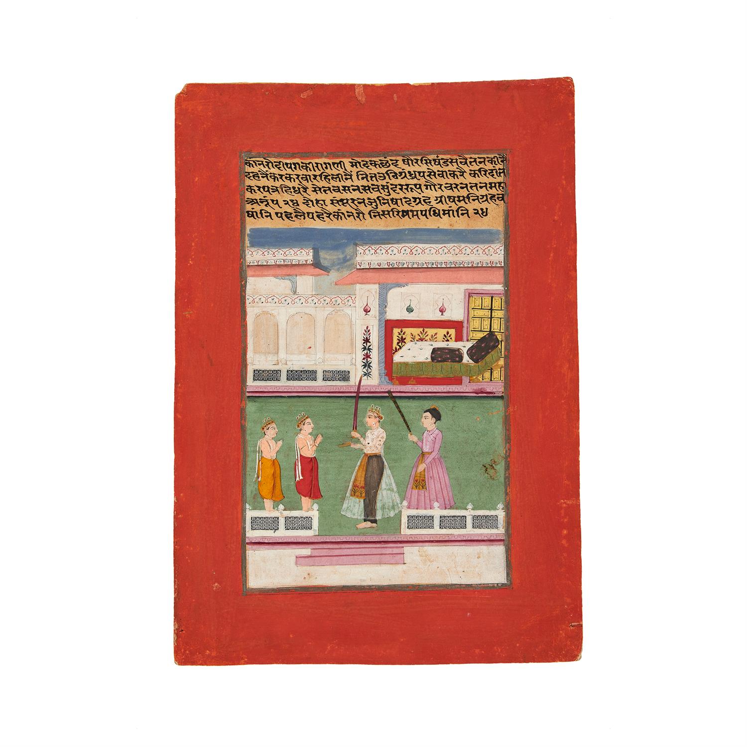 Kanda Deepak Ragini, miniature on card, Amber school [India (Mewar), early 18th century]