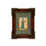 Qajar painted wooden frame, with painting of Qasim Khan, on paper [Persia, 19th century]