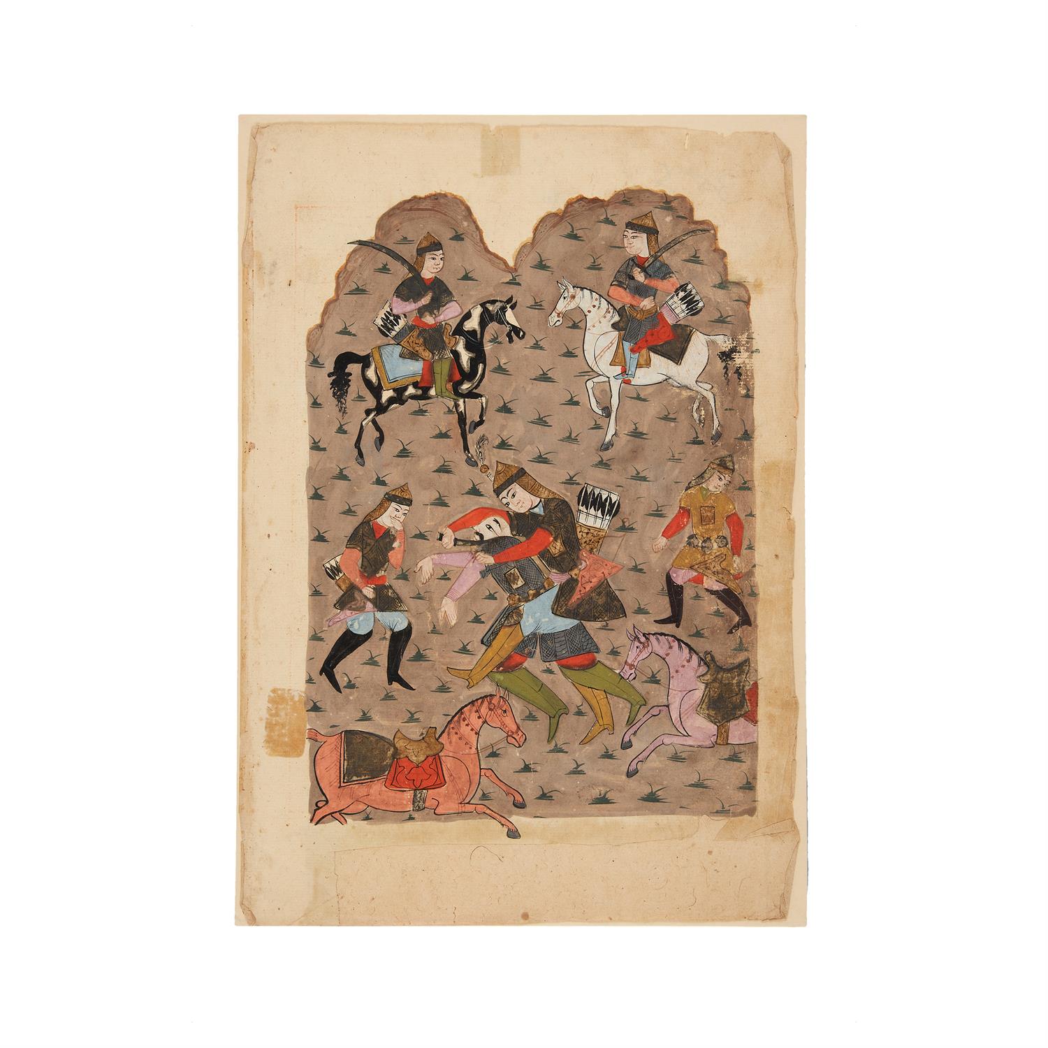Three full-page illustrations from Shahnameh, miniatures on paper [India (Deccan), c. 1700] - Image 2 of 3