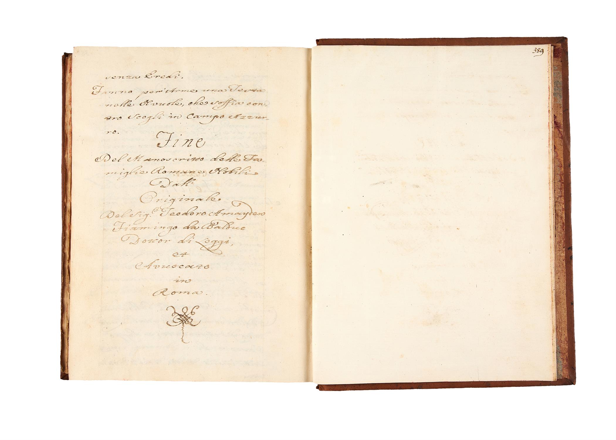 Ɵ Manuscritto delle Famiglie Romane Nobili, in Italian, manuscript on paper [Italy, 18th century] - Image 5 of 5