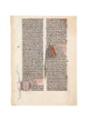 Leaf from the 'Glastonbury Bible', in Latin, manuscript on parchment [England, 13th century]