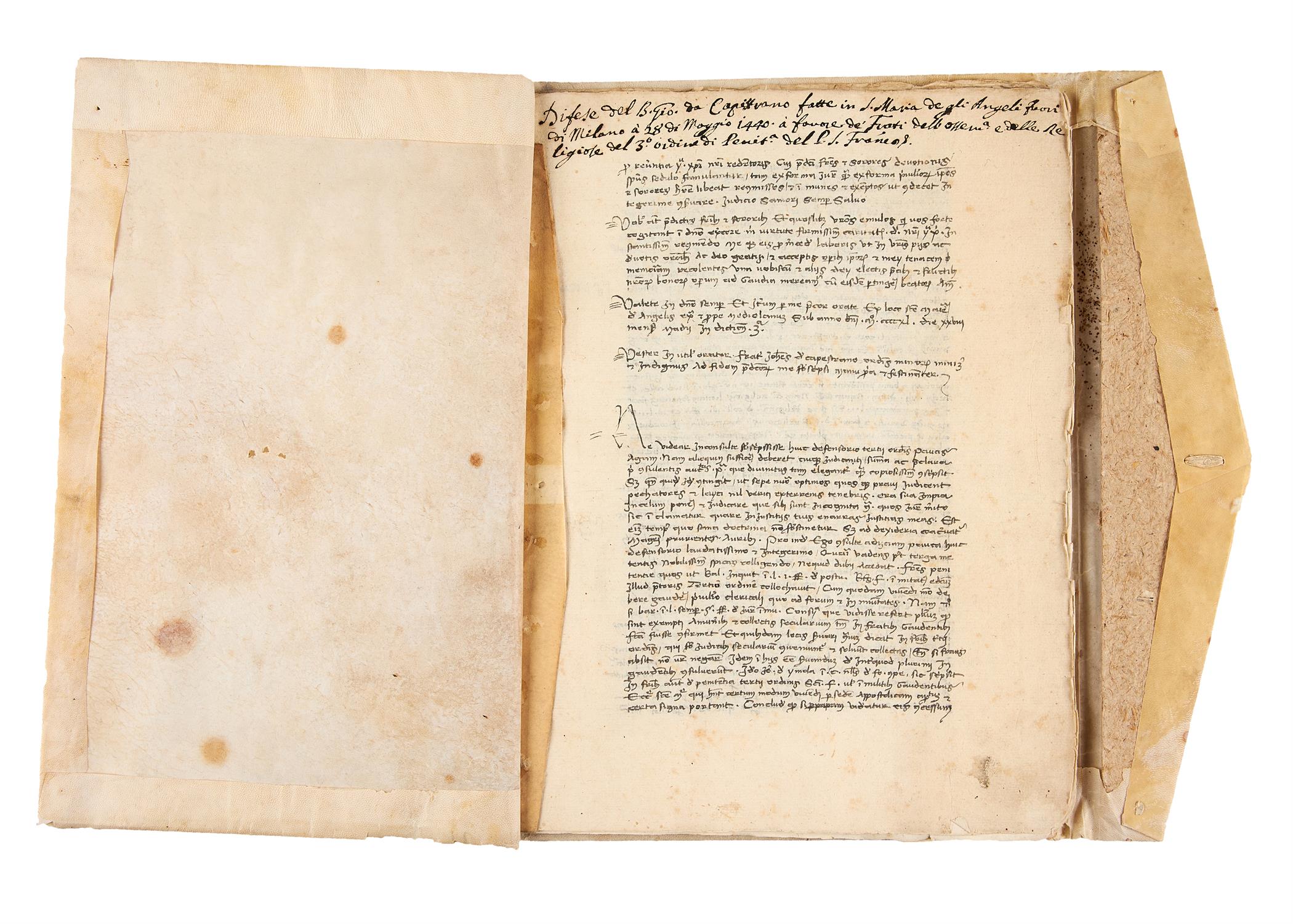 Ɵ Giovanni da Capestrano, Legal opinions, in Latin, manuscript on paper [Italy, 15th century]