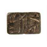 ‡ Stamp seal with quadrupeds, on steatite or chlorite block [Near East, 5th or 4th millennium BC]