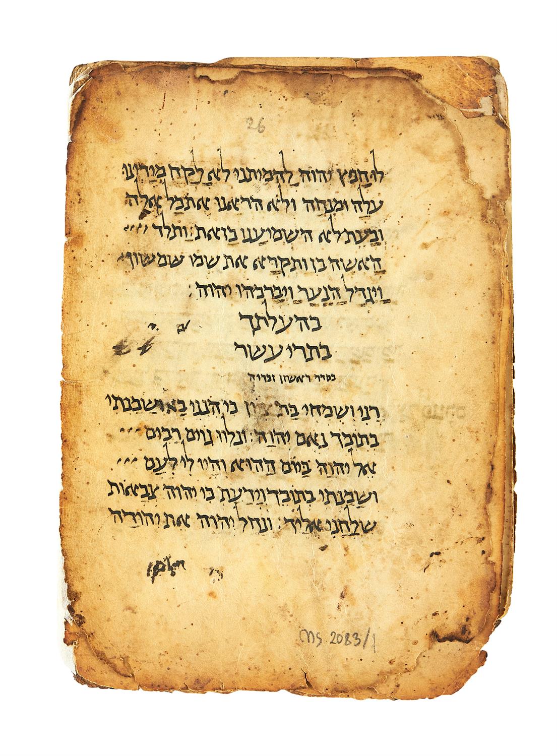 Ɵ Hebrew Bible, manuscript on parchment [Near East (Egypt or Palestine), 11th/12th century]
