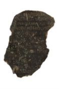 Record of testamentary charities, in Latin, manuscript on bronze [Mediterranean, dated 209 AD.)]