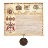 George I, Royal Letters Patent for a grant of arms, manuscript charter on parchment [England, 1715]