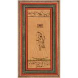 Portrait of a Nobleman, illuminated manuscript on card [Mughal India, dated 1254 AH (1838 AD)]