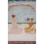 A double kneeling portrait of a young princess and attendant [India (likely Deccan), c. 1800]