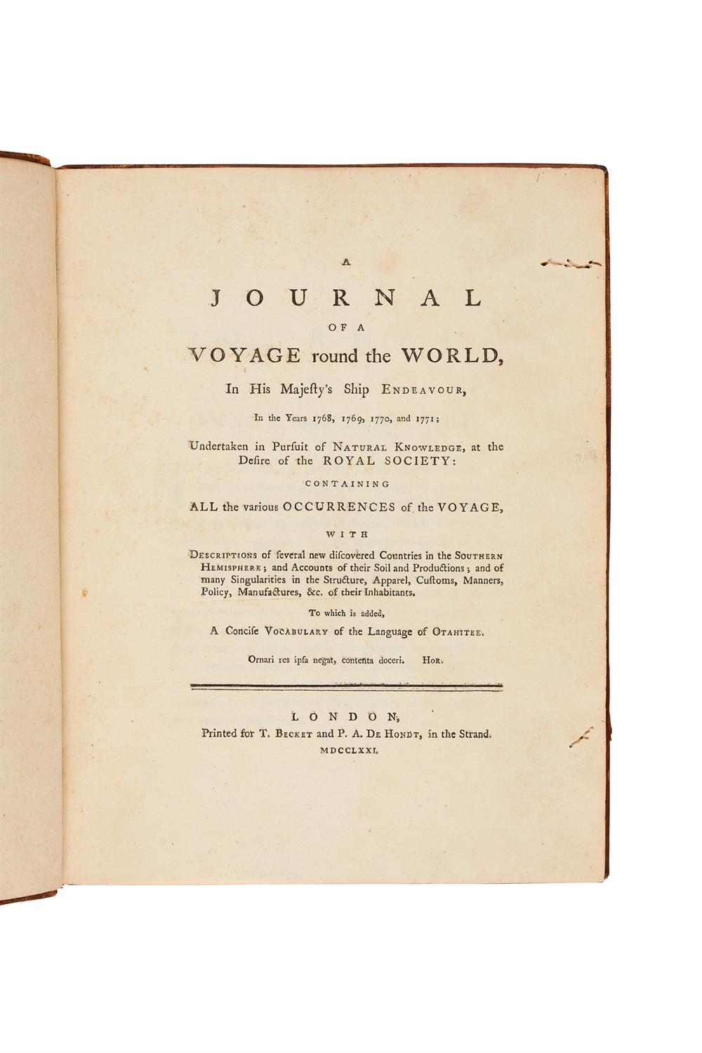 Ɵ James Cook, A Journal of a Voyage Around the World, first edition [London, 1771]