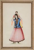 Persian Lady carrying a child, on paper [Qajar Persia, first quarter of the nineteenth century]