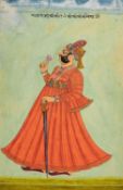 Portrait of a Maharajah holding a flower [India (Rajasthan, possibly Kota), c. 1840]