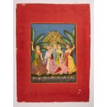 The Dancing Gopis, Indian miniature on card, Mewar school [India (Rajasthan), c. 1830]