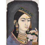 Bhae Puran Singh as a young Sikh Lady, painting on card [India (probably Punjab), c. 1890]