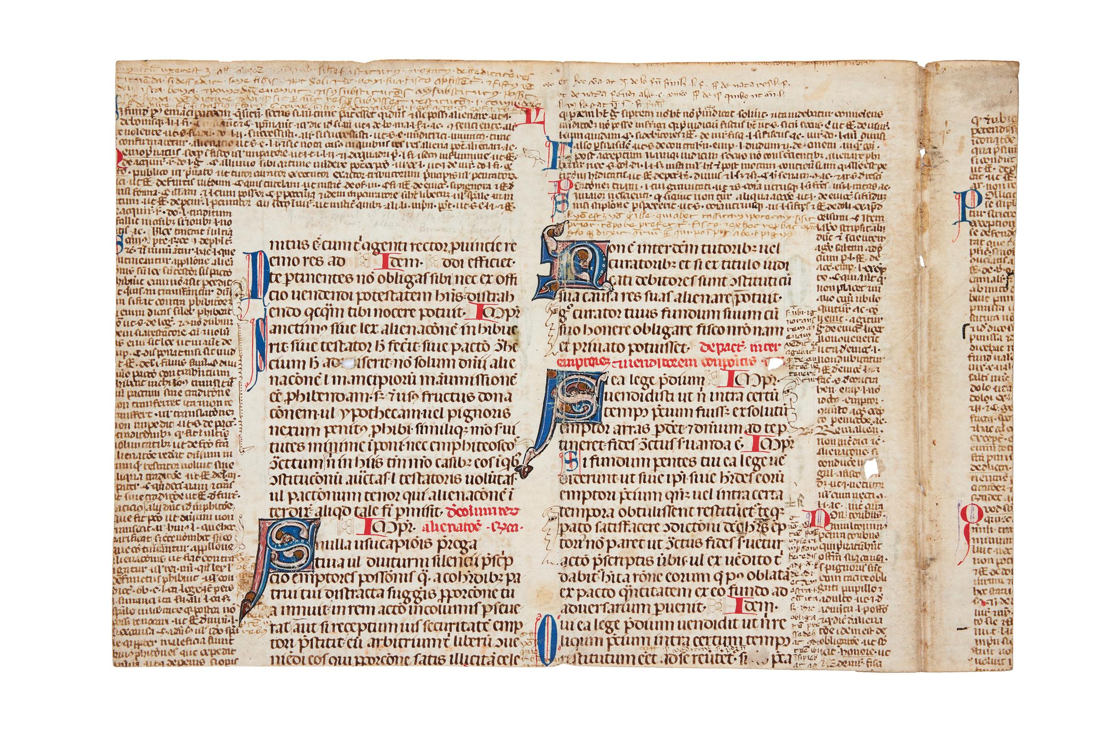 Cutting from a copy of the Corpus Juris Civilis, in Latin, illuminated manuscript on parchment