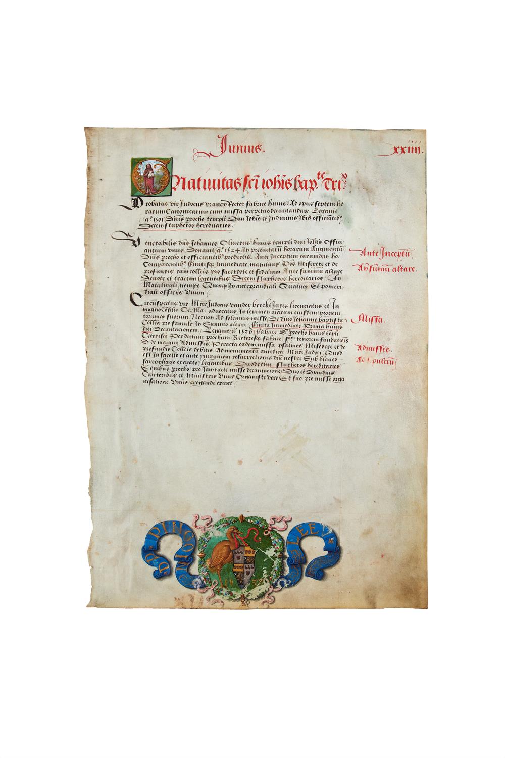 Leaf from a Liber Benefactorum, most probably from Sint Janskerk, Mechelen, in Latin,