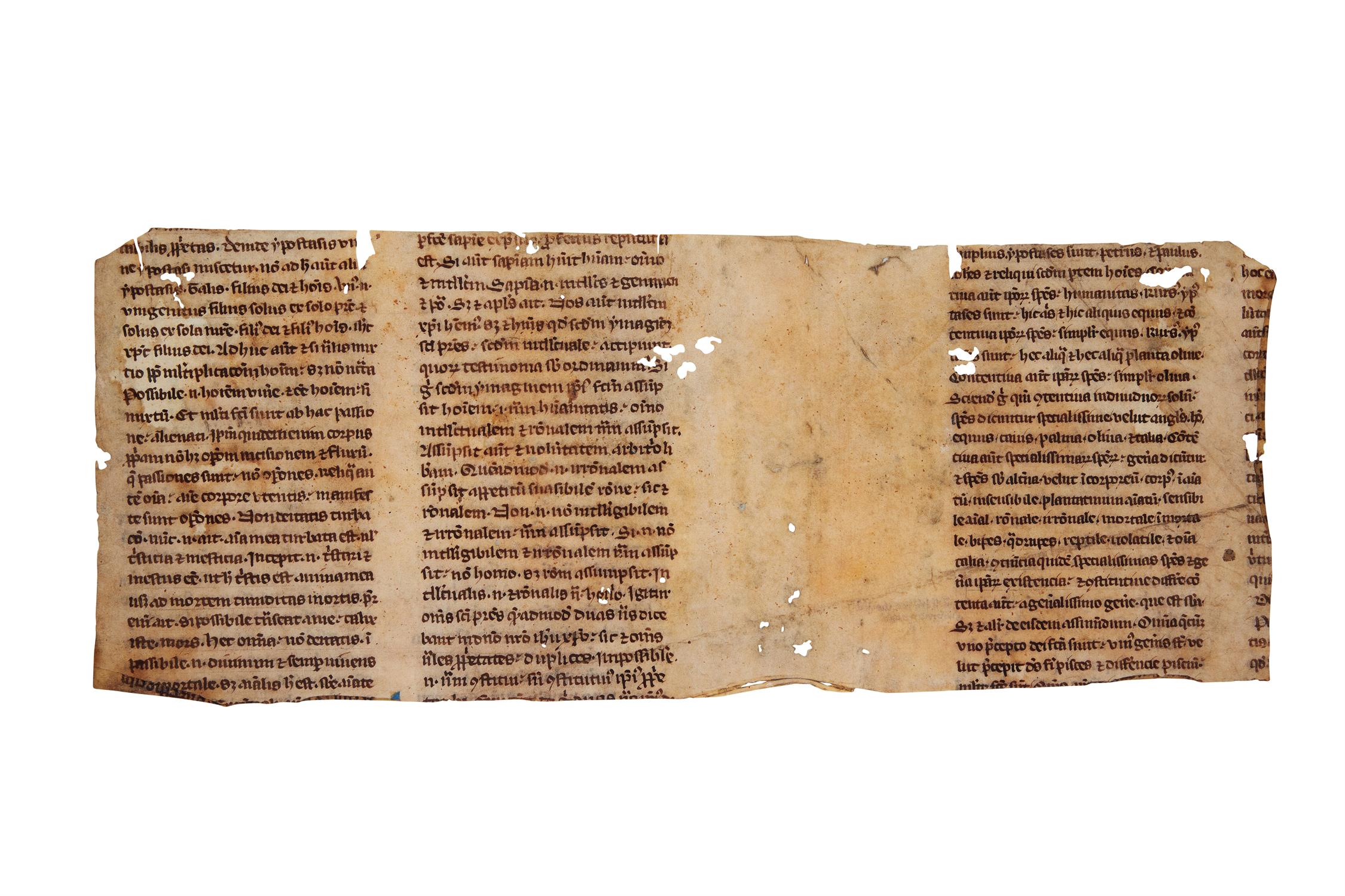 Fragment of a manuscript of the works of John Damascene, De fide orthodoxa, in Latin