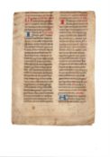 Ɵ Bifolium from a large and handsome Missal, , in Latin, decorated manuscript on parchment,