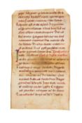Leaf from a Romanesque Lectionary, in Latin, decorated manuscript on parchment