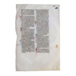 Leaf from the Psalms from a finely decorated Bible, in Latin, manuscript on parchment
