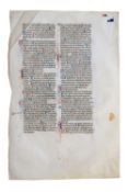 Leaf from the Psalms from a finely decorated Bible, in Latin, manuscript on parchment
