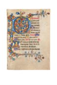 Leaf from a finely illuminated Book of Hours, in Latin, manuscript on parchment