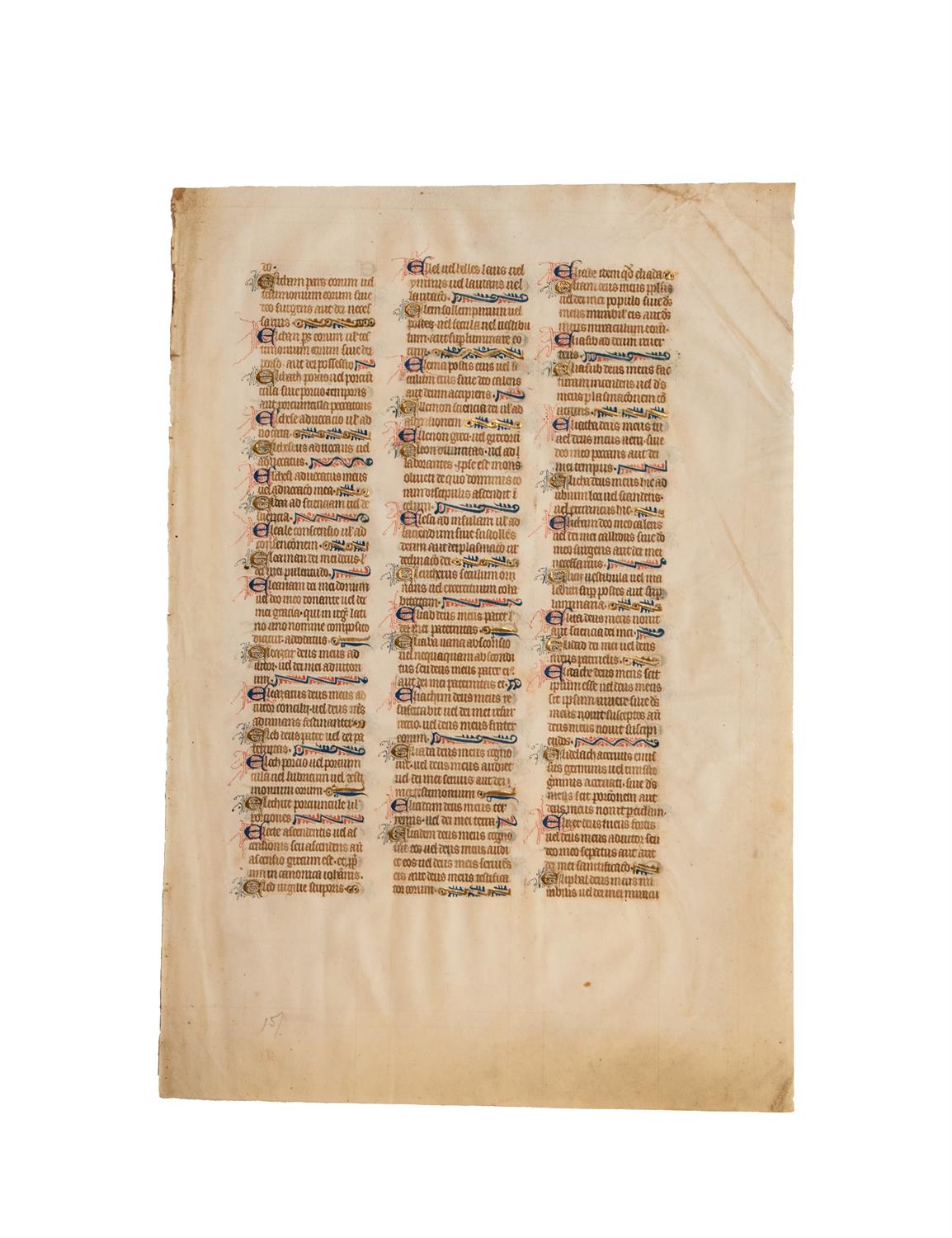 Leaf from the 'Interpretations of Hebrew Names' from the St Albans Abbey Bible, in Latin