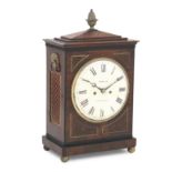 A Regency mahogany bracket clock the dial inscribed N Hedge, Colchester