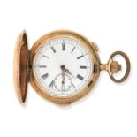 A 14k Gold Keyless Full Hunter Quarter Repeating Chronometer pocket watch