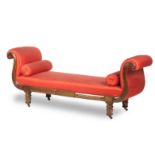 A George IV rosewood and brass inlaid chaise longue