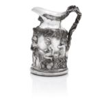 A late 19th century silvered bronze wine jug