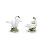 Two Meissen models of swans 19th Century