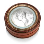 A 19th century painted papier mâché William Pitt the Younger commemorative snuff box