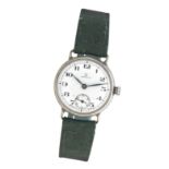 Omega: A silver manual wind wristwatch Birmingham 1928